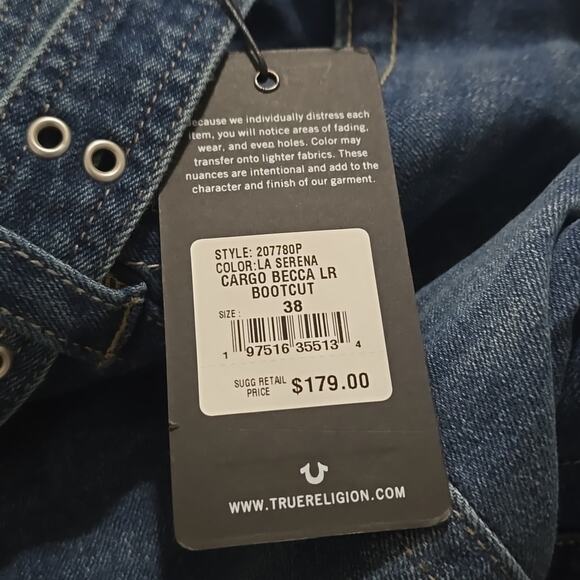 True Religion Bootcut Jeans Womens Dark Wash Denim Zipper Pocket‎ Detail - Picture 10 of 12